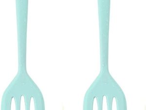 2Pack Small Silicone Turner High Heat Resistant Slotted Spatula for Fish, Eggs, Pancakes and More (8.2 IN, Light blue)