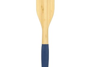 Flat Bamboo Spatula with Indigo Silicone Handle, Natural