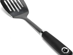 Brushed Slotted Stainless Steel Turner, Metal Spatulas for kitchen Use, Non-Slip Slotted Turner with Ergonomic Handle, Heavy Duty Cooking Utensils for Flipping Grilling Fish Eggs