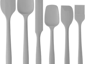 Food Grade Silicone Rubber Spatula Set for Baking, Cooking, and Mixing High Heat Resistant Non Stick Dishwasher Safe BPA-Free Multicolor Set of 6（gray）