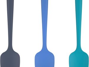 Silicone Spoon Spatula Set, 600ºF High Heat Resistant Food Grade Flexible Rubber Scraper, Cooking Mixing Baking Kitchen Utensils Set of 3 (Multicolors)
