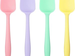 Silicone Spatula Set, 4 Piece Silicone Spoon Spatula Set, Heat Resistant Rubber Spoonula, Food Grade Flexible Small Rubber Spatulas for Baking Mixing Tool, Colorful