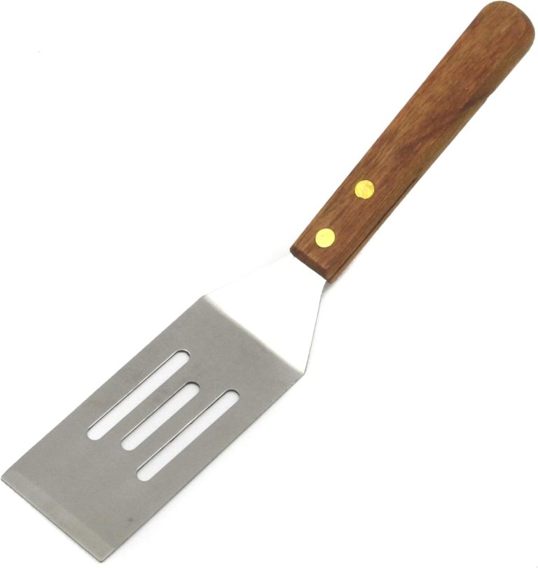 Select Stainless Steel Slotted Wooden Handle Cookie Spatula, 8 inches in length, Natural