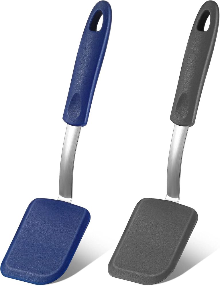 Silicone Cookie Spatula  2 Pack Mini Brownie Spatula Flexible Kitchen Small Silicone  for Nonstick Cookware Heat Resistant No Scratch Flipper for Egg Pancake(Gray, Blue)