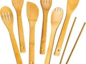 Wooden Spoons for Cooking 7-Piece, Kitchen Nonstick Bamboo Cooking Utensils Set, Healthy Bamboo Wooden Spatula Spoon for Cooking